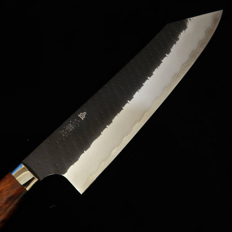 二唐刃物鍛錬所NIGARA  切付牛刀 SG2 黒打 鎚目 アイアンウッドハンドル（210mm）