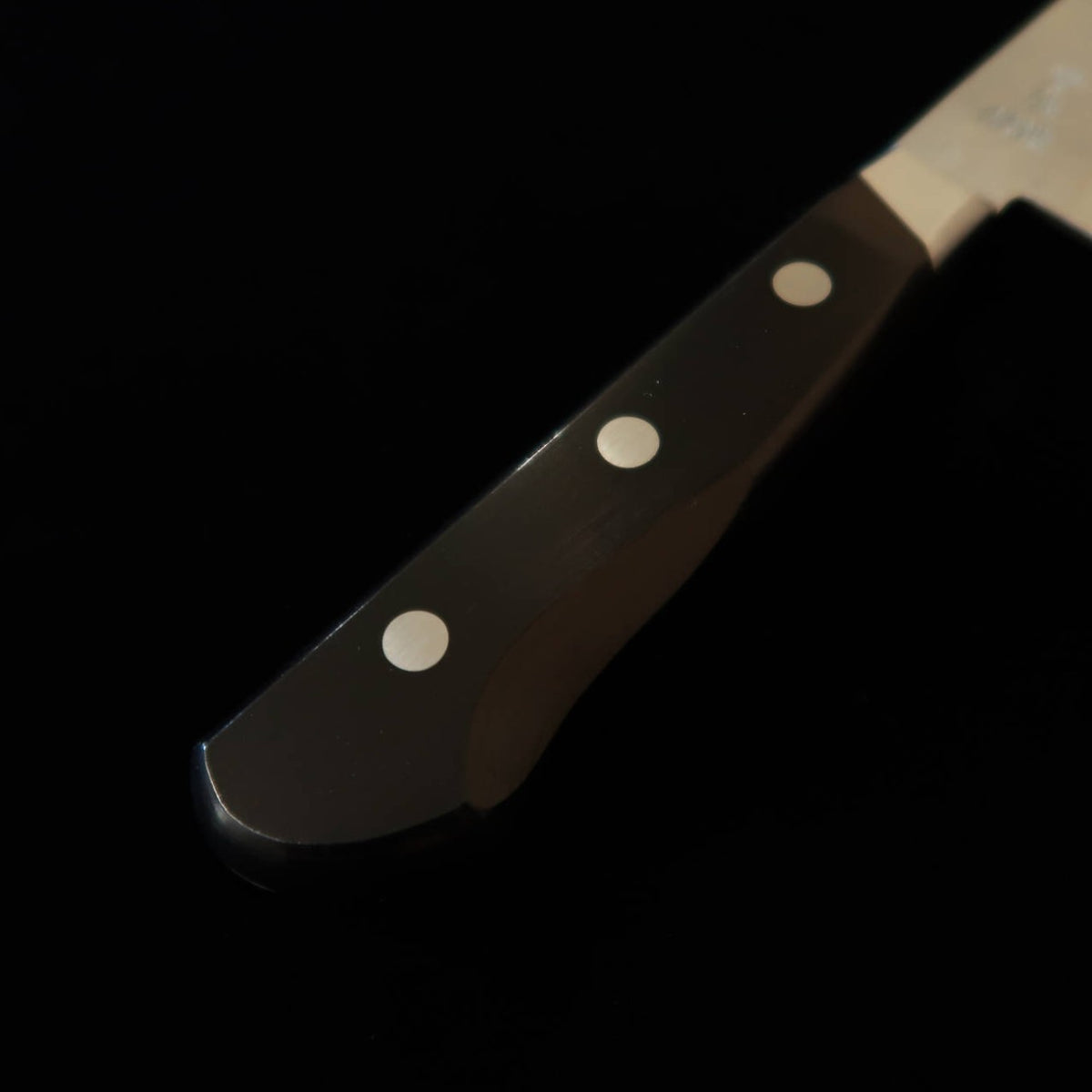 Minamoto Kotetsu Gyuto (Chef Knife) - Aogami #2 Steel - Nashiji Finish - with Bolster - Black Plywood Handle (200mm)