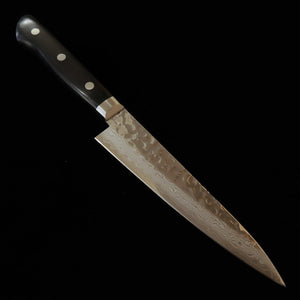 Kotetsu VG10 Hammered Damascus Petty Knife with Black Plywood Handle (135mm)