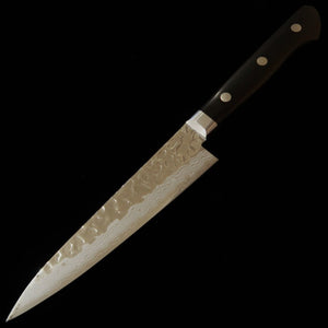 Kotetsu VG10 Hammered Damascus Petty Knife with Black Plywood Handle (135mm)
