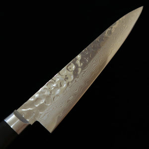 Kotetsu VG10 Hammered Damascus Petty Knife with Black Plywood Handle (135mm)