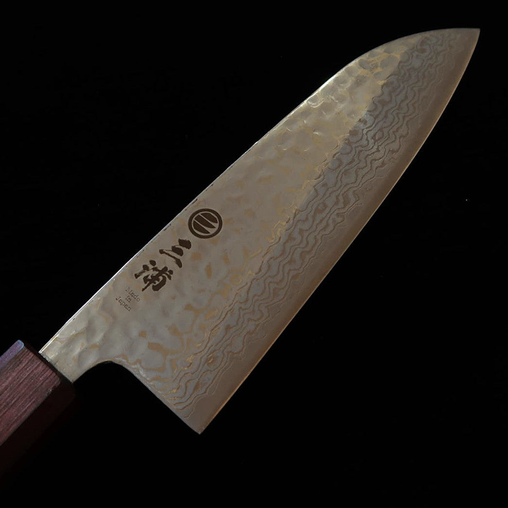 Miura Santoku Gingami No.3 Damas Blanc Tsuchime, Manche San-shi (165 mm)
