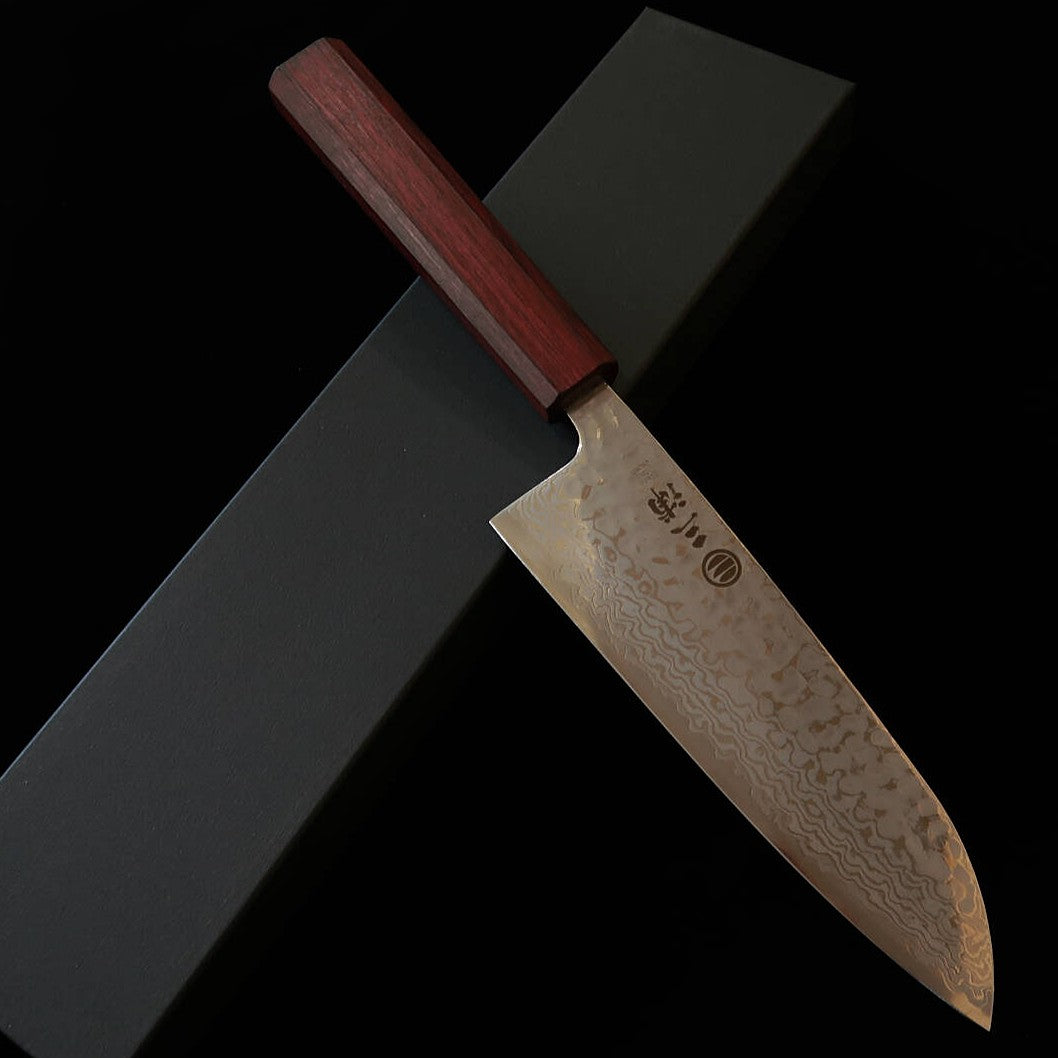 Miura Santoku Gingami No.3 Damas Blanc Tsuchime, Manche San-shi (165 mm)