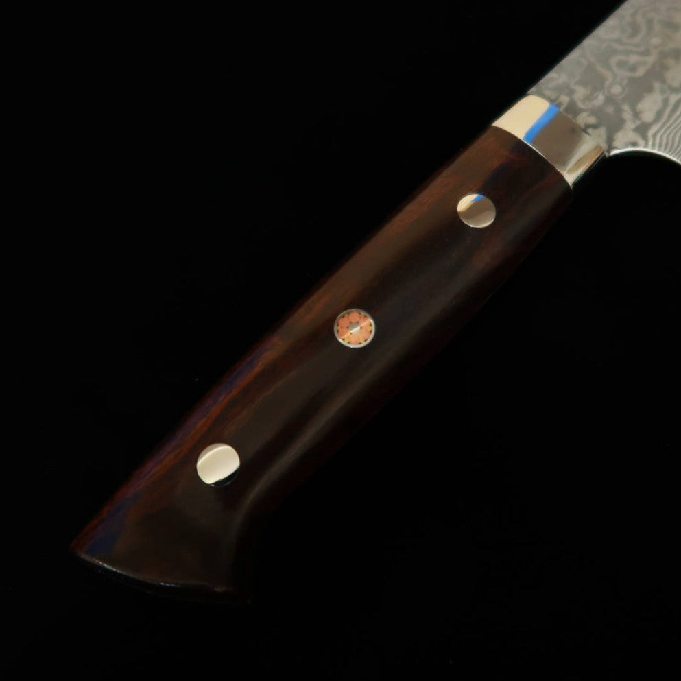 Saji Takeshi sujihiki R2, damasco escurecido, cabo de ironwood (240/270 mm)