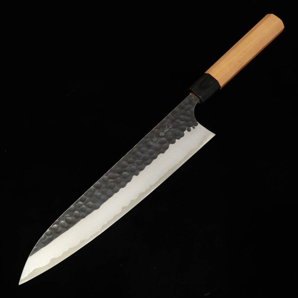 Masakage MASAKAGE Koishi Gyuto Aogami Super Padrão martelado Acabamento kuro-uchi Cabo de cerejeira americana (210/240 mm)