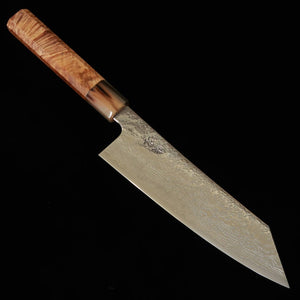 Couteau Kiritsuke Santoku Enkyu (180 mm) – Série Homuraguomo, acier SG2 Damas, manche octogonal en loupe de coing et mitre en corne de buffle
