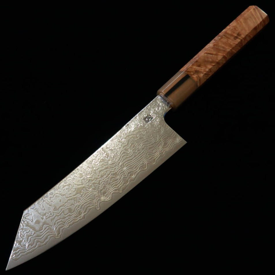 猿九 ENKYU 切付三徳 焔雲シリーズ SG2 ダマスカス 花梨水牛口輪八角柄（180ｍｍ）