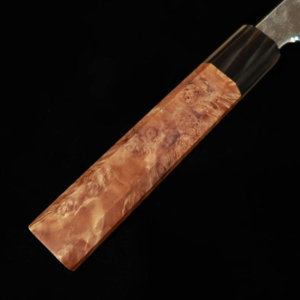 Couteau Kiritsuke Sujihiki Enkyu (270 mm) – Série Homuraguomo, acier SG2 Damas, manche octogonal en loupe de coing et mitre en corne de buffle