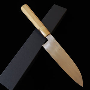 MIURA Itadaki Miura Itadaki Tanaka Giichi Santoku acero blanco nº2 mango octogonal de magnolia con virola de cuerno de búfalo (180 mm)