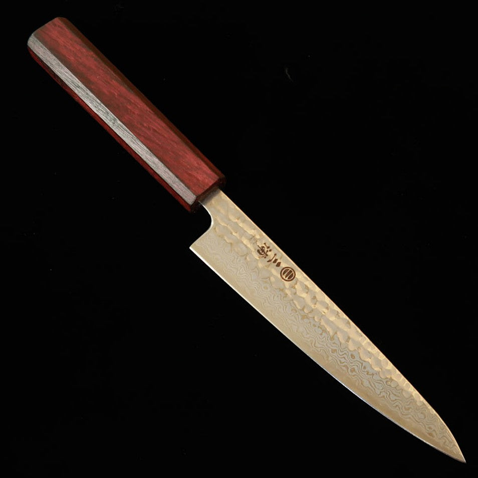 MIURA – Couteau d’office acier Gingami n°3, damas « Gesshaku », manche octogonal violet (135 mm)