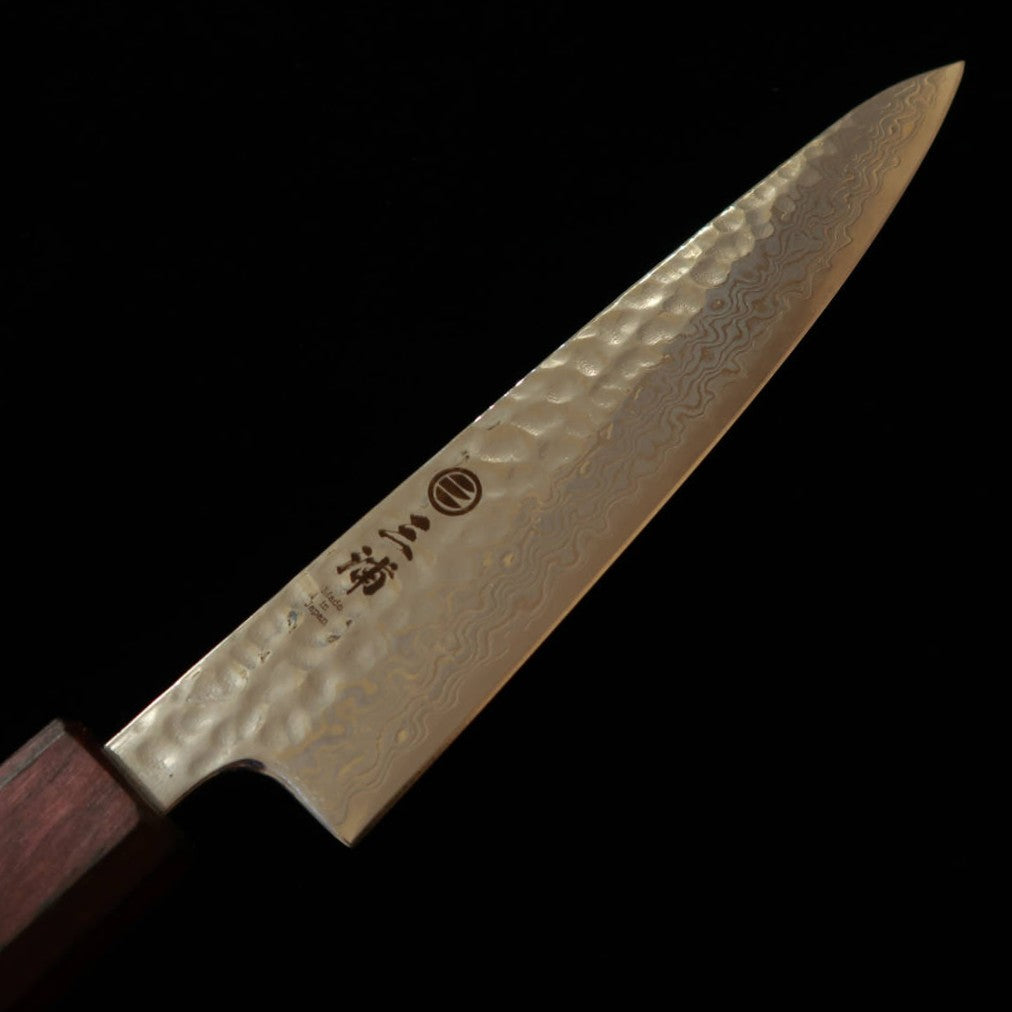 Miura MIURA Petty acero Gingami nº3, damasco tsukishiro, mango octogonal morado (135 mm)