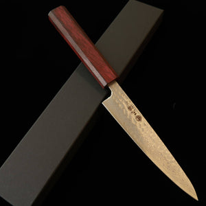 Miura MIURA Petty acero Gingami nº3, damasco tsukishiro, mango octogonal morado (135 mm)