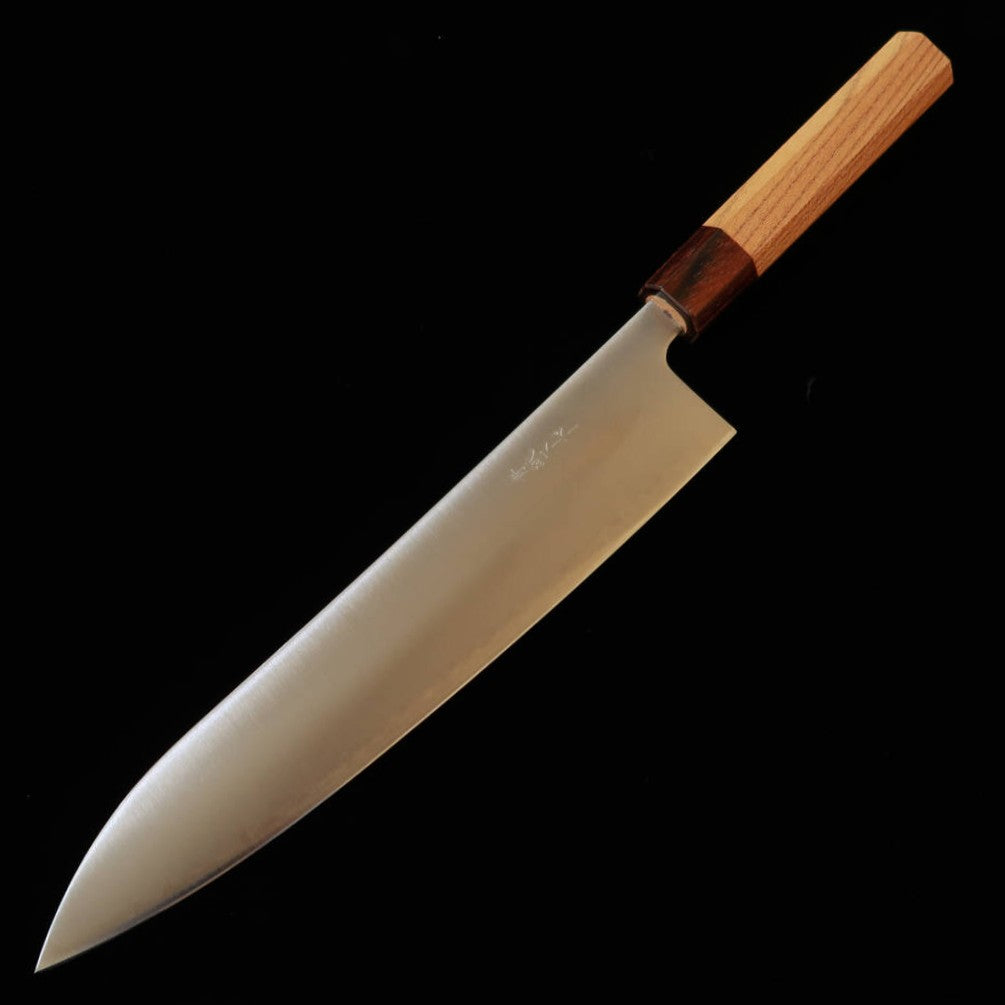 Miura gyuto, Aogami Super, pulido, mango octogonal de olmo japonés (keyaki) (240 mm)