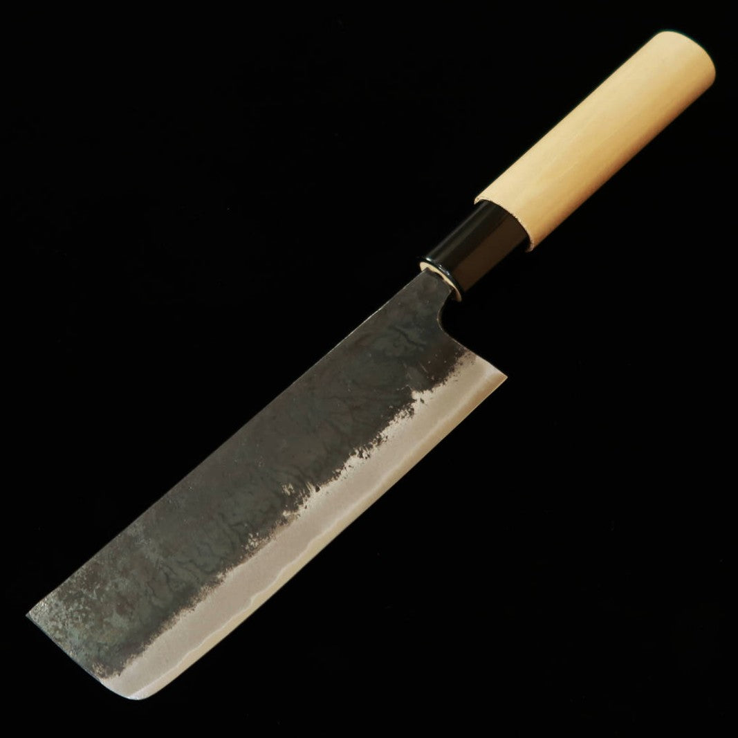 Miura MIURA nakiri forjado, Shirogami nº2, acabado negro, mango redondo de plástico y magnolia (135 mm)