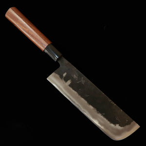 MIURA Nakiri tipo naginata Shirogami nº2, forja negra, mango tipo castaña de nogal (175 mm)