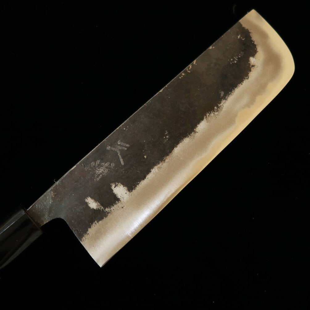 MIURA Nakiri tipo naginata Shirogami nº2, forja negra, mango tipo castaña de nogal (175 mm)