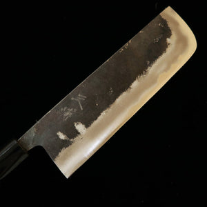 MIURA Nakiri tipo naginata Shirogami nº2, forja negra, mango tipo castaña de nogal (175 mm)