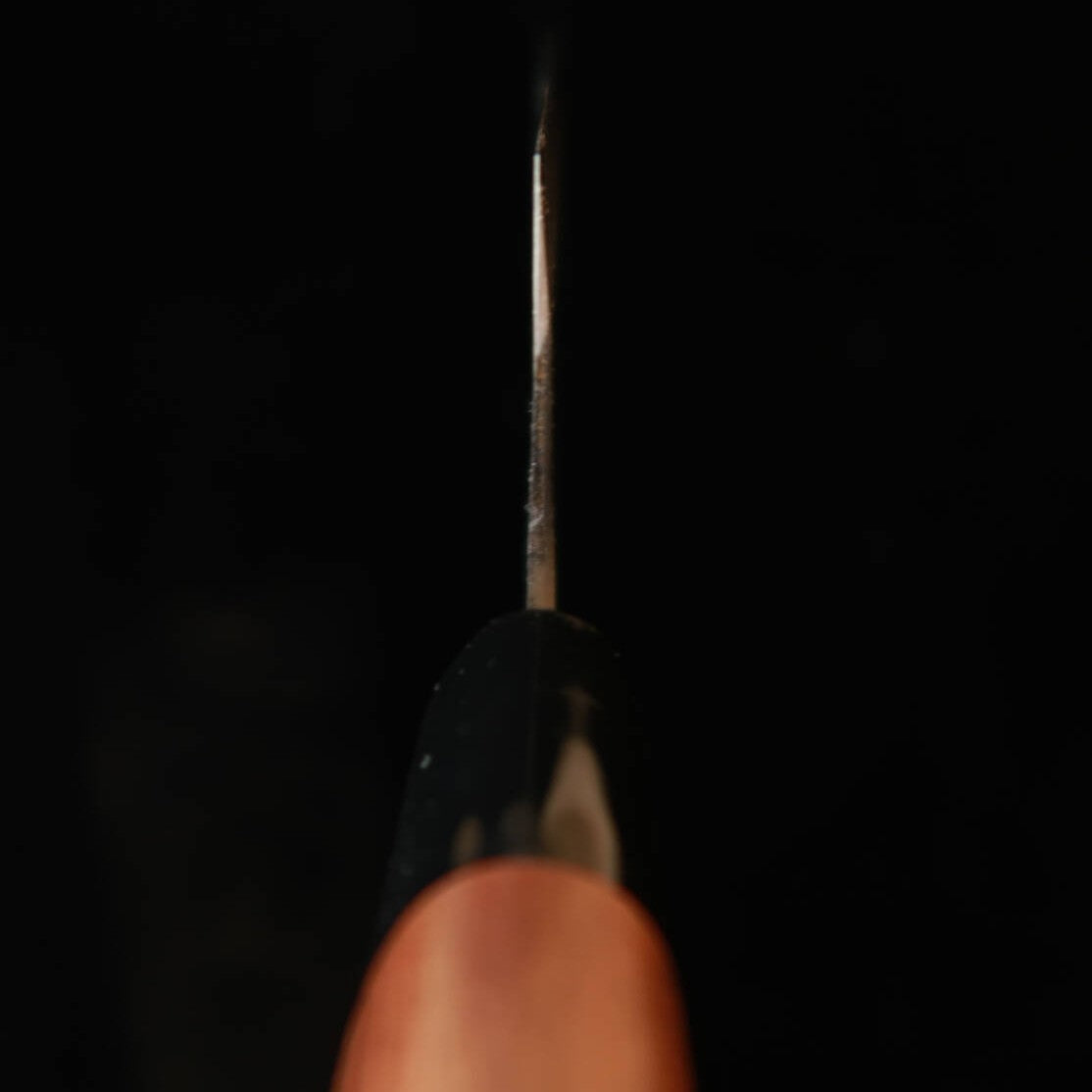 MIURA Nakiri tipo naginata Shirogami nº2, forja negra, mango tipo castaña de nogal (175 mm)