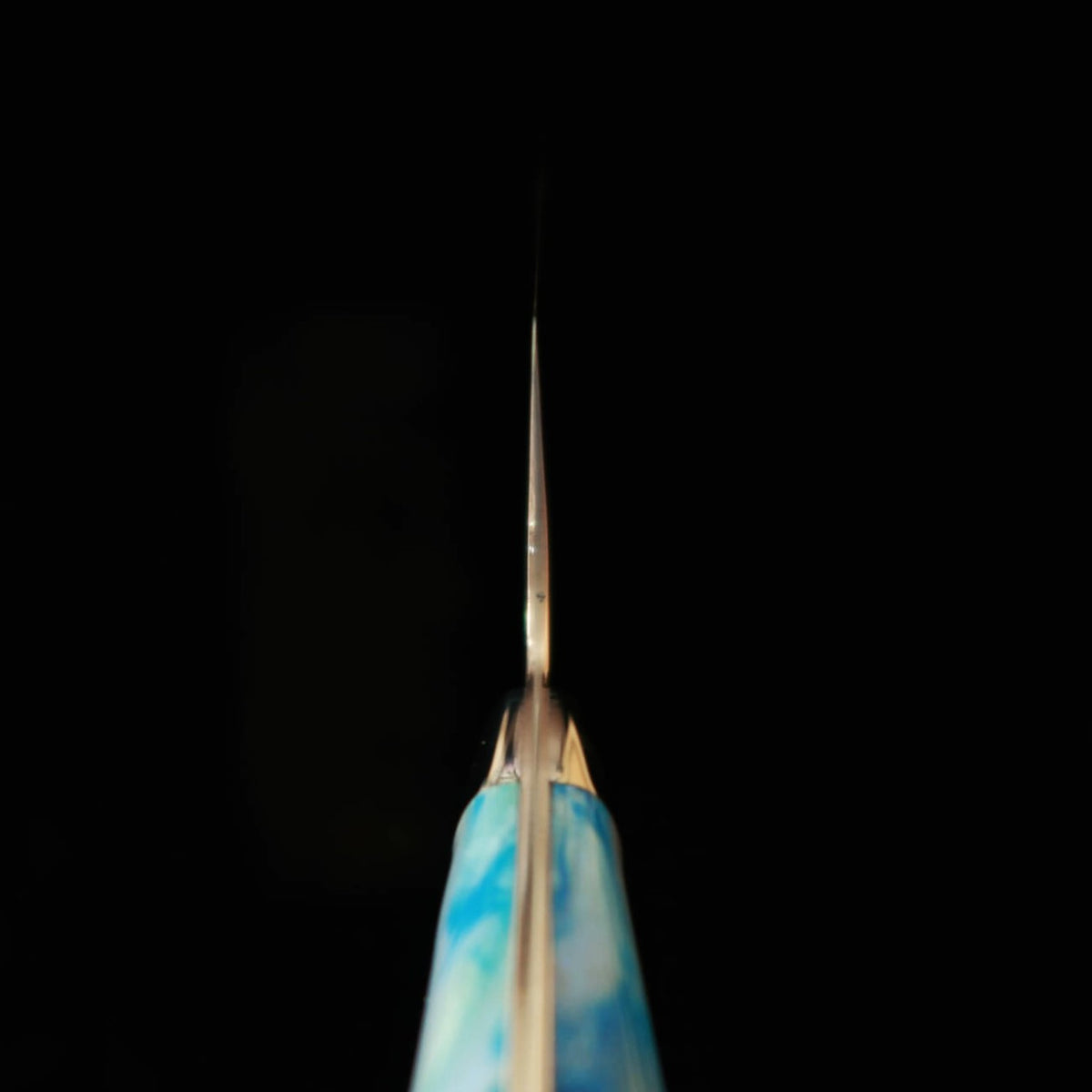 SAJI TAKESHI Santoku VG10 Damasco de color mango acrílico azul (180 mm)
