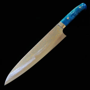 SAJI TAKESHI gyuto VG10 damasco de colores, mango acrílico azul (210/240 mm)