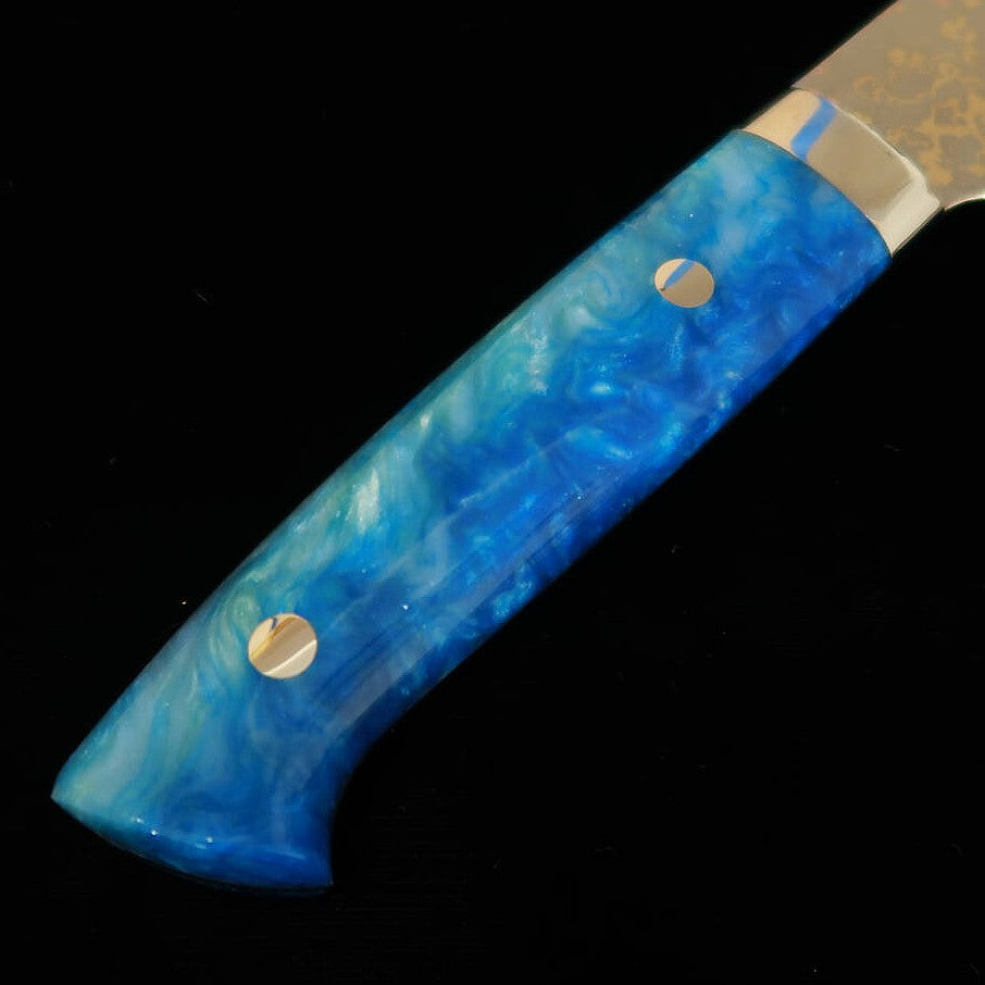 SAJI TAKESHI gyuto VG10 damasco de colores, mango acrílico azul (210/240 mm)