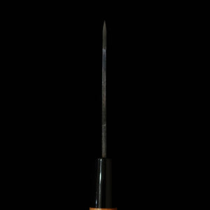Miura acier bleu n°2, couteau à dépouiller pour sanglier, double tranchant, manche en orme (85 mm)