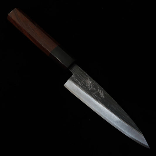 MIURA Cuchillo utilitario de hoja simple Acero Azul No.2 Mango octogonal de palisandro (120mm)
