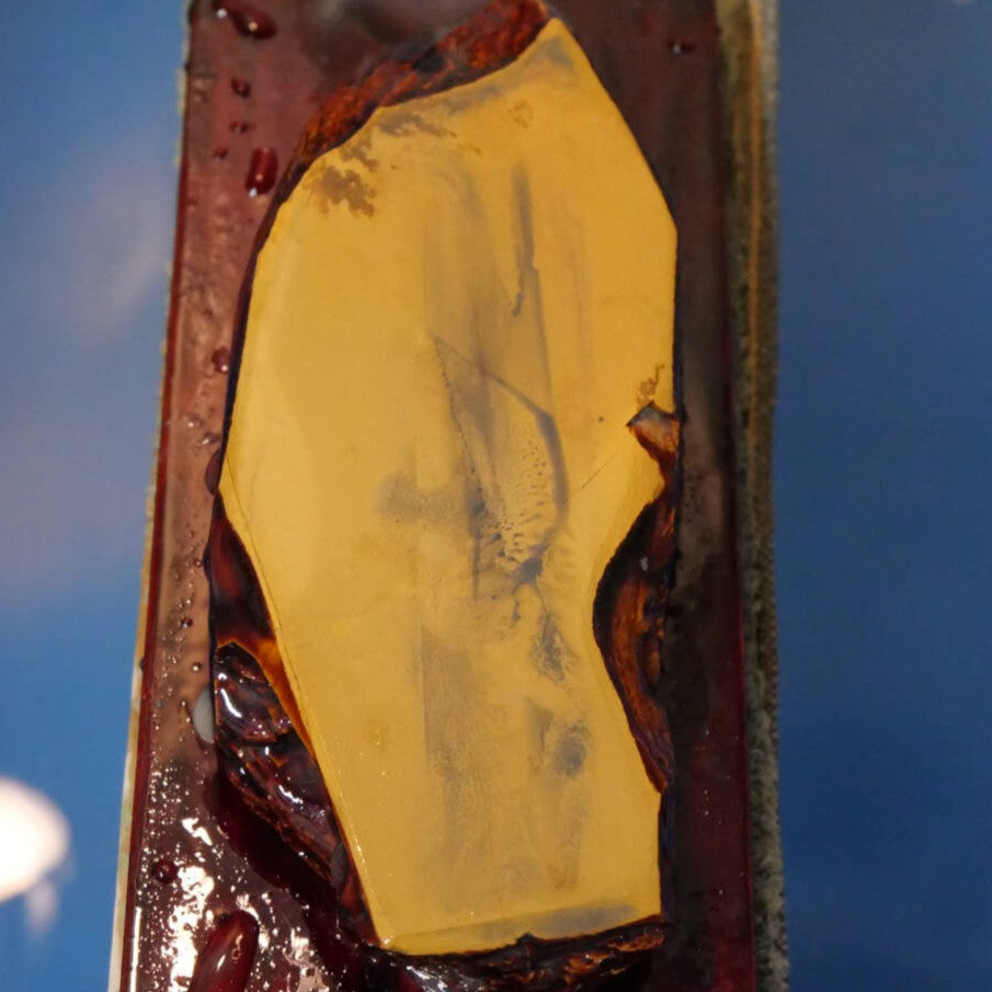 天然砥石　奥殿 合砥 コッパ 台付き  54×144×28mm
