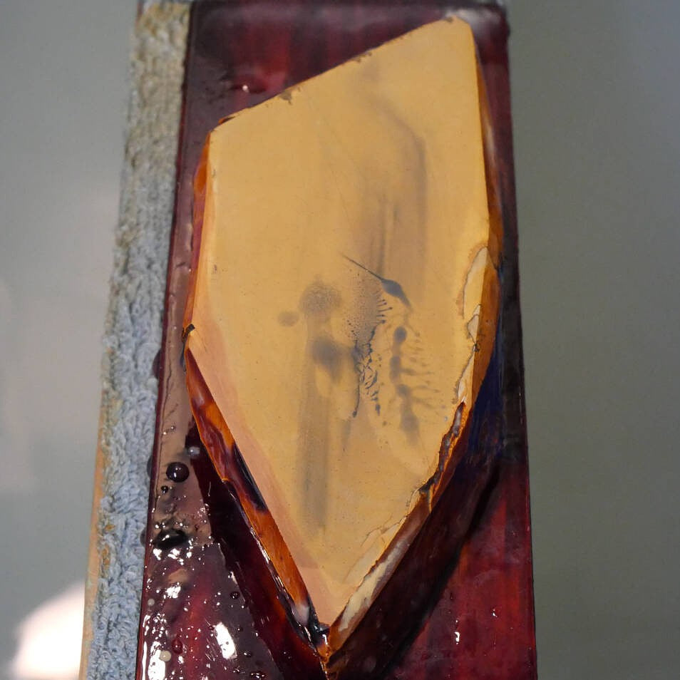 天然砥石　奥殿 合砥 コッパ 台付き 　60×151×22mm