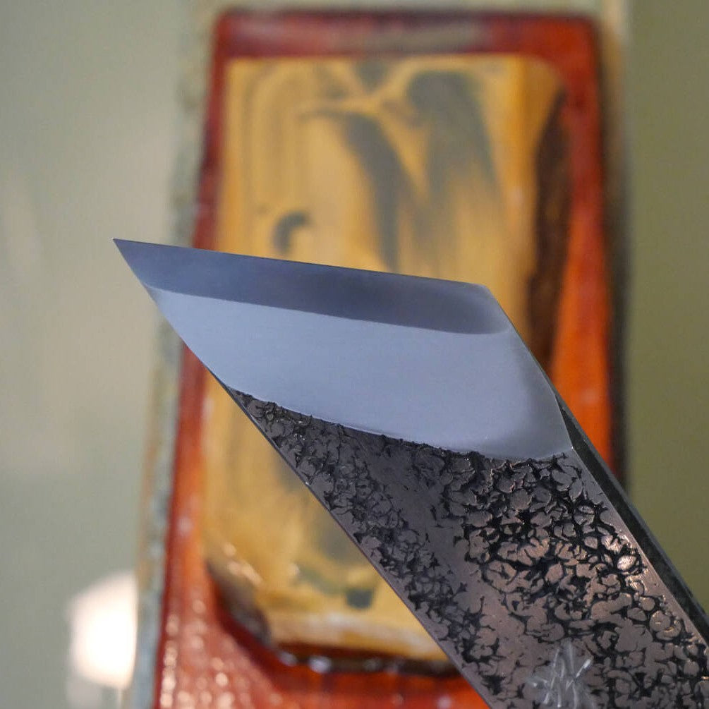 天然砥石　奥殿 合砥 コッパ 台付き 53×112×17mm