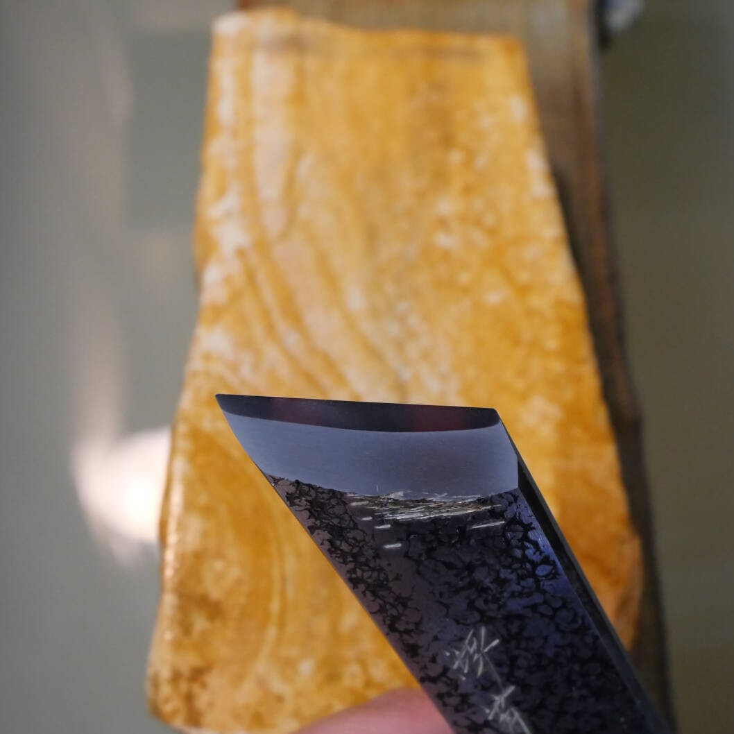 Miotsukushihime pedra natural de amolar Iyo Meito M33 veios de madeira 88 × 160 × 35 mm