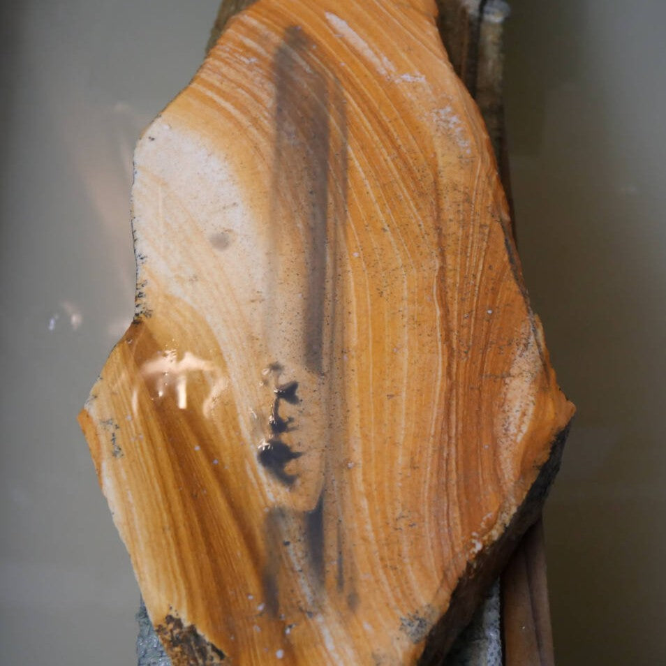 澪つくしひめ 天然砥石 伊豫銘砥 M47　木目 木箱入り　111×238×35ｍｍ