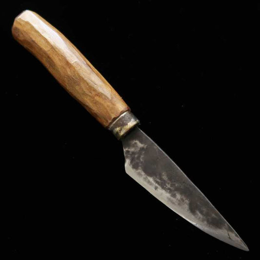 Taller de forja Kaniman Petty cuchillo de muelle (acero al carbono) mango Ariku (recubrimiento de uretano) (90 mm)