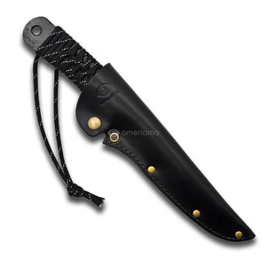 AMENOMA ブッシュクラフトナイフ 焱神 青紙二号 黒打 本革Dカン付 (150mm)