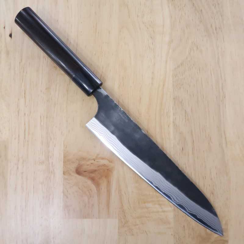 Anryu Gyuto Acier Shirogami n°2 Finition noire Damas Manche en bois de palissandre (210 mm)