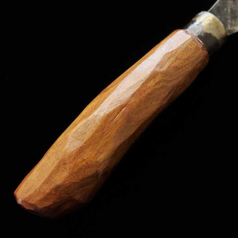 Kaniman Kaji Kobo Paring Knife, Leaf Spring (Carbon Steel, Jeep), Black Wooden Handle (90mm)