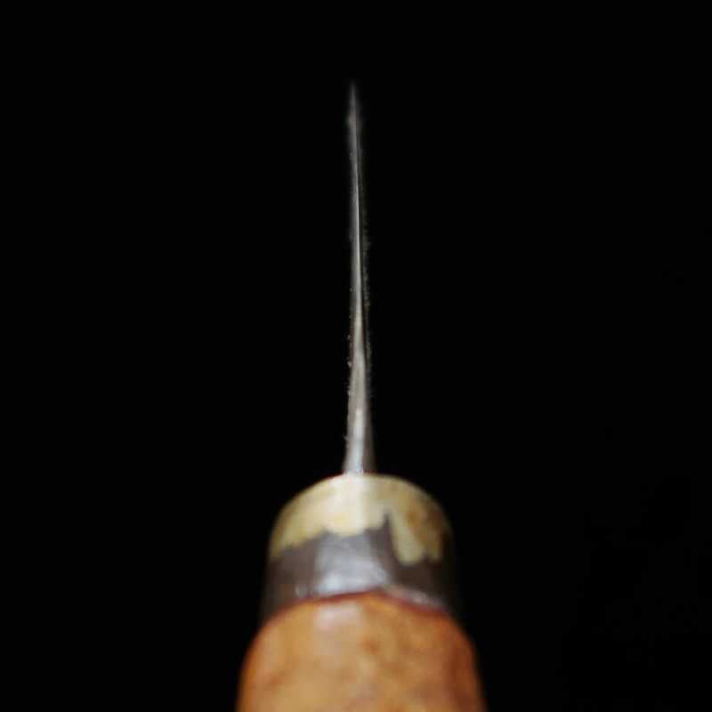 カニマン鍛治工房 ペティーナイフ 板バネ（炭素鋼・ジープ）クロ木柄 (90mm)