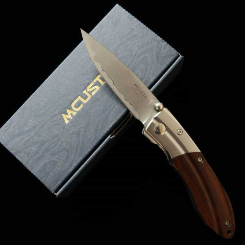 Canivete Mcusta Shinra Mistura Ripple SPG2 Cabo de Madeira de Ferro MC-0141G- (71mm)