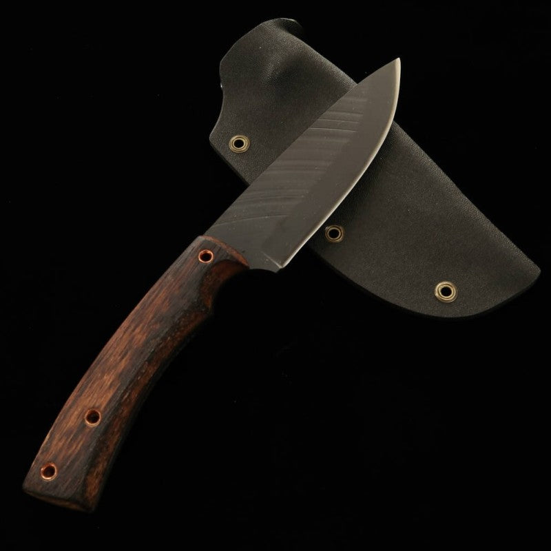 ZERO Kajiji Black Cat Capers Petty Modèle B-1 80crv2 Manche en bois naturel avec étui Kydex (95 mm)