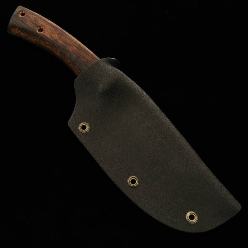 ZERO Kajiji Black Cat Capers Petty Modèle B-1 80crv2 Manche en bois naturel avec étui Kydex (95 mm)