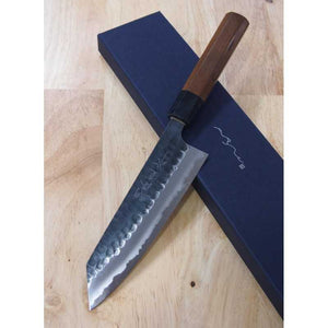 ANRYU, Bunka, Blue Steel Super, Kurouchi and Hammered Finish with Rosewood Octagonal Handle (170mm)