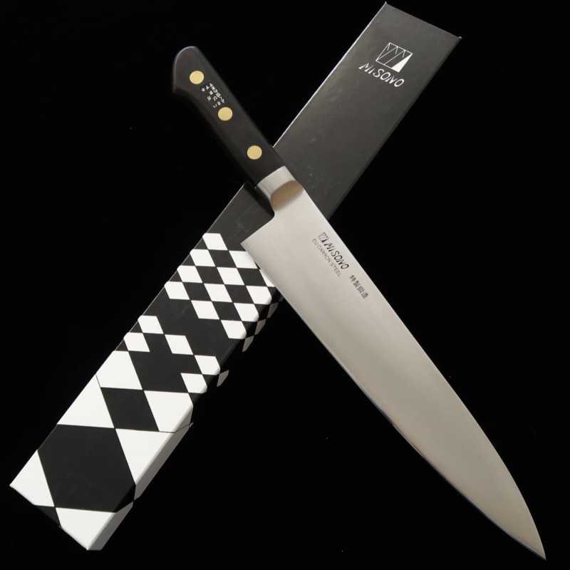 Gyuto Misono EU Carbon com cabo em madeira compensada preta (180-270mm)