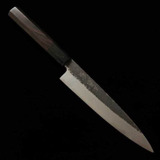 Petty MIURA Itadaki Tanaka Yoshikazu, shirogami nº2, acabado forjado negro, mango octogonal de ébano (150mm)
