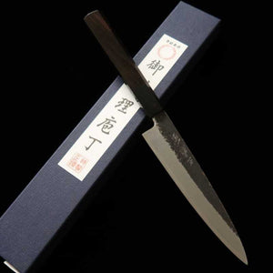MIURA Itadaki – TANAKA Giichi, petty Shirogami n°2, finition kuro-uchi, manche octogonal en ébène (150 mm)