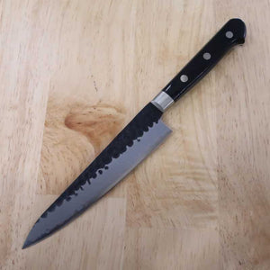 三浦 MIURA 青紙スーパー 鎚目黒打 ペティ 黒合板柄 (135/150mm)