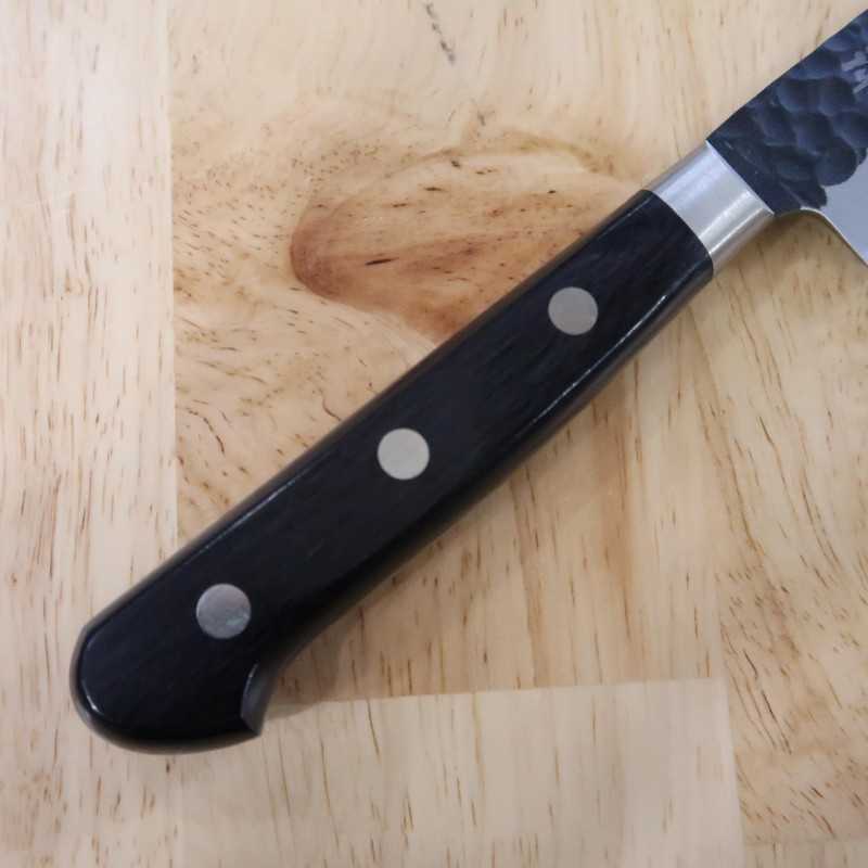 三浦 MIURA 青紙スーパー 鎚目黒打 ペティ 黒合板柄 (135/150mm)
