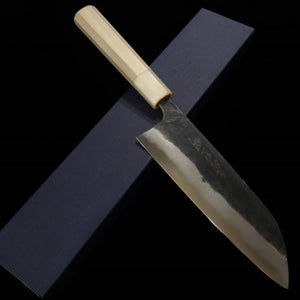 三浦 MIURA 白紙一号 黒打 三徳 白水牛八角柄 (180mm)