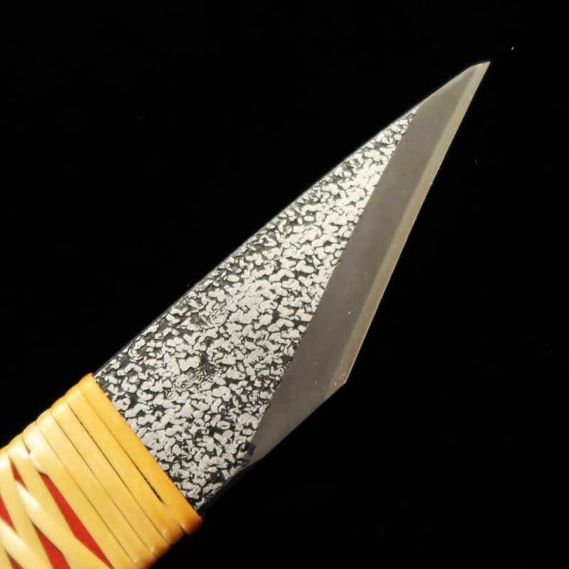 Petit couteau kiridashi, Acier Ao-gami n°2, Manche entrelacs de glycine (24/30mm)