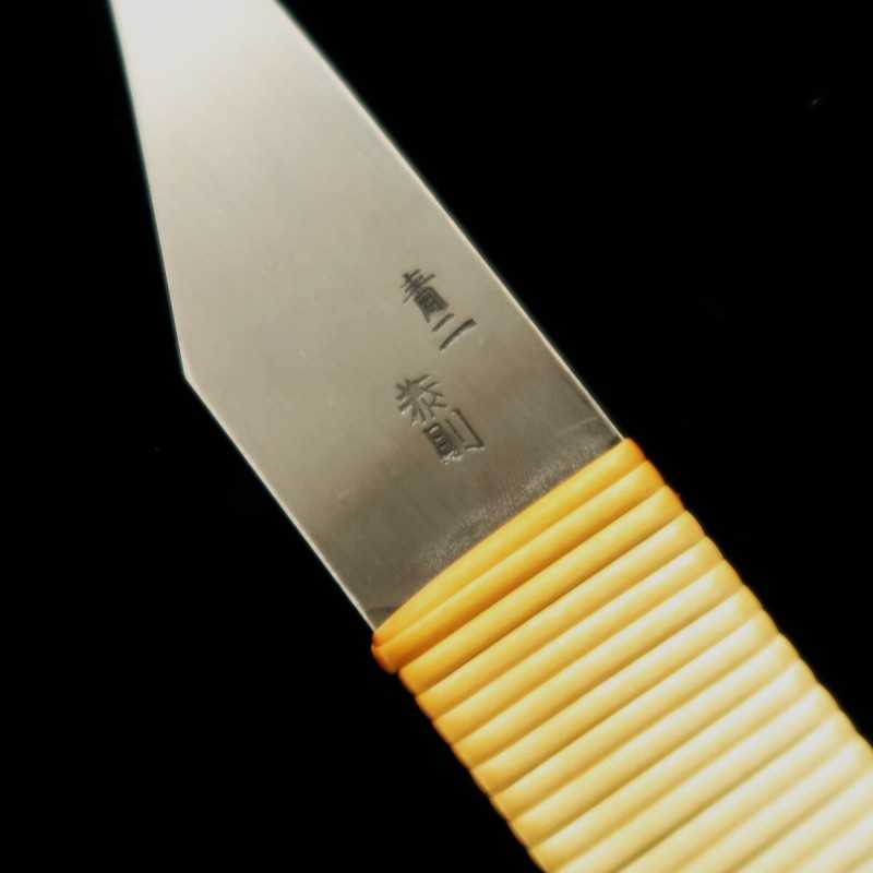 Petit couteau kiridashi, Acier Ao-gami n°2, Manche entrelacs de glycine (24/30mm)