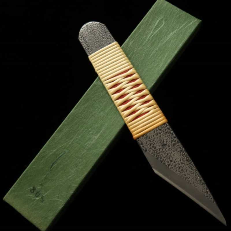 Petit couteau kiridashi, Acier Ao-gami n°2, Manche entrelacs de glycine (24/30mm)